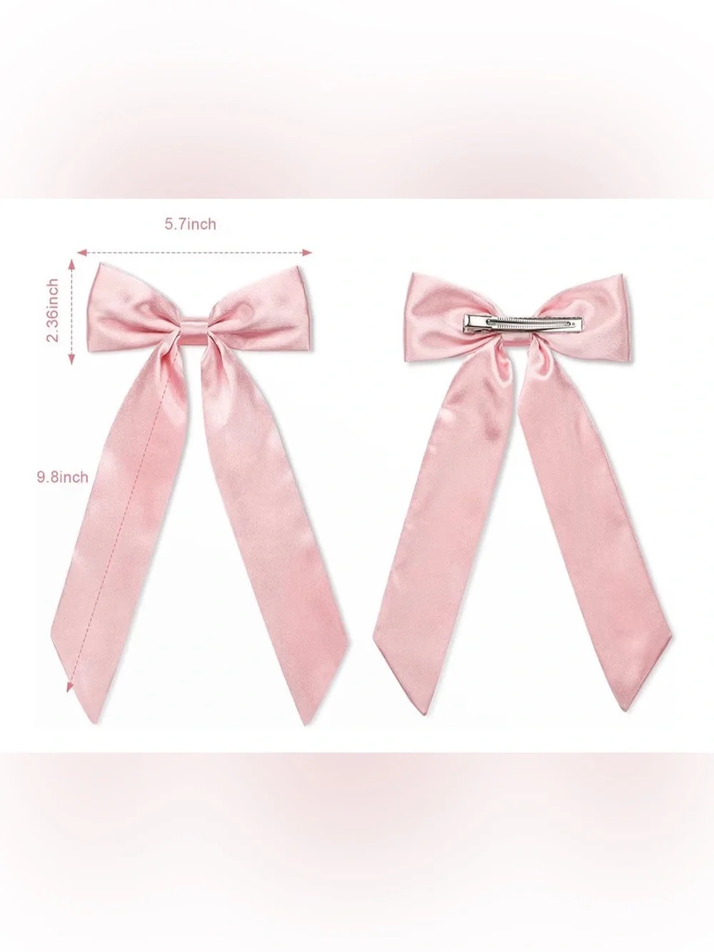Pink Satin Hair Bow Clip - Women Accessories